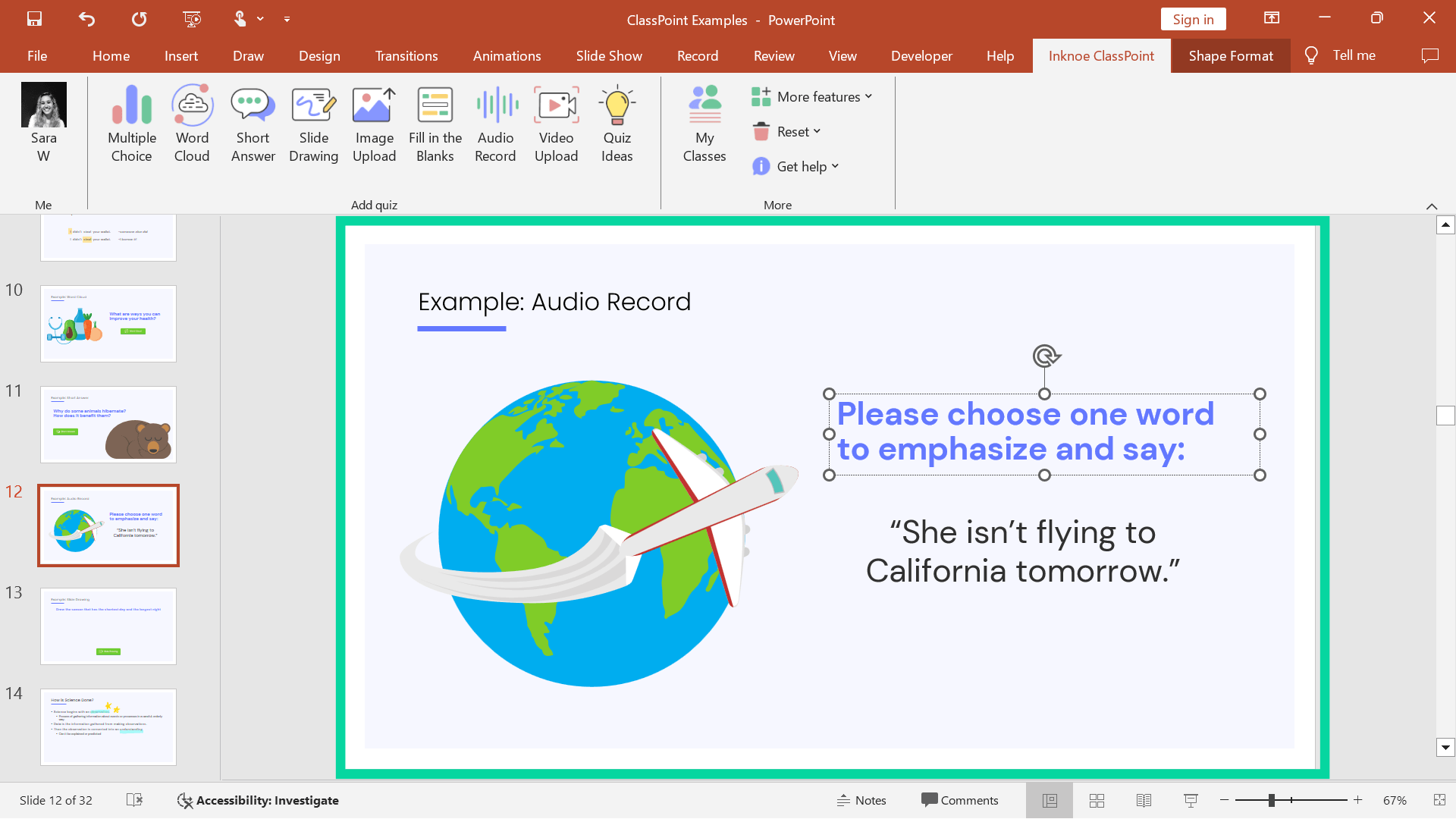 Prepare PowerPoint question slide