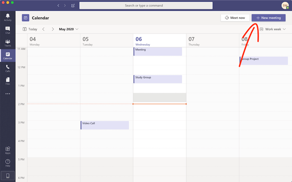 Antarmuka pertemuan jadwal tim MS