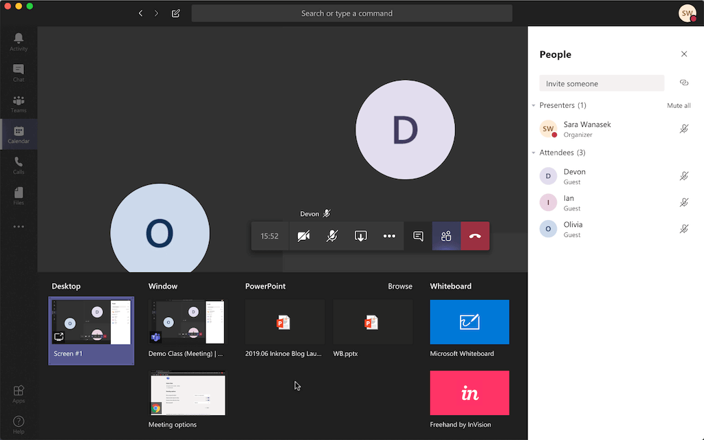 MS Teamsの共有画面インターフェース