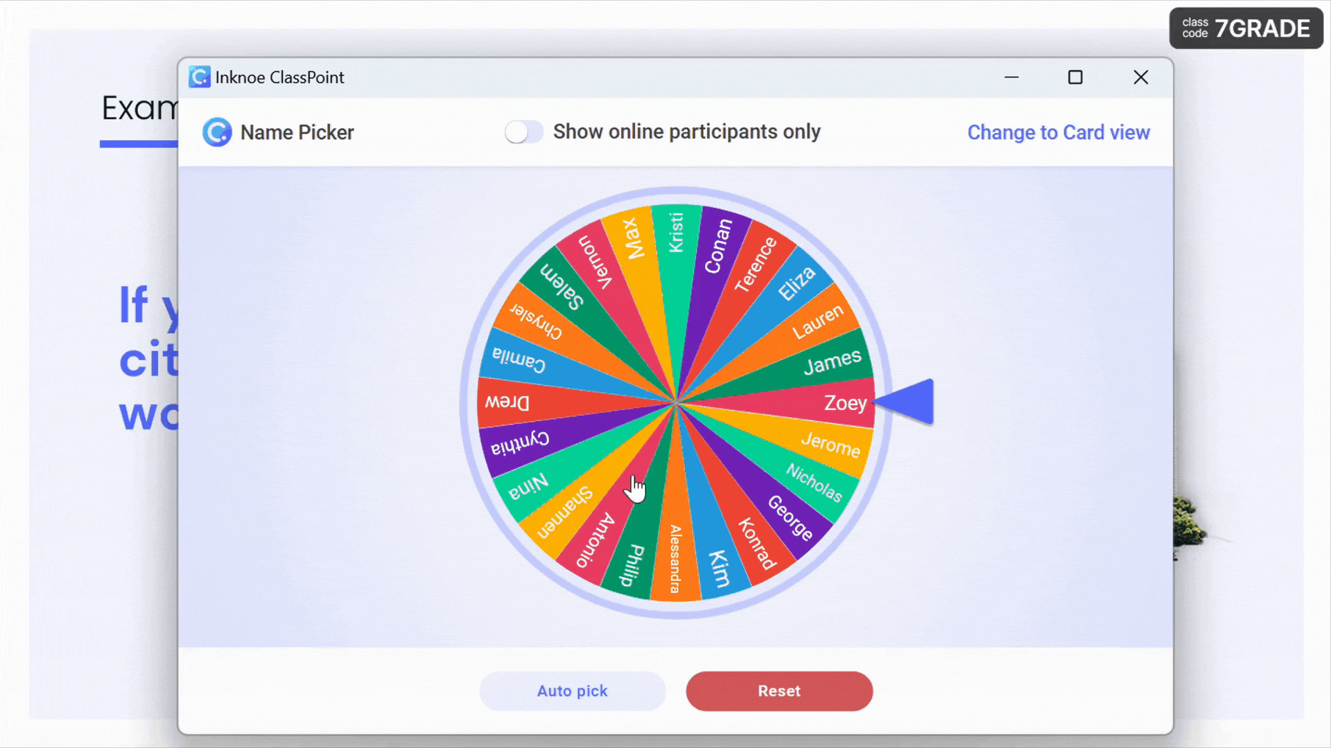 ClassPoint's name picker
