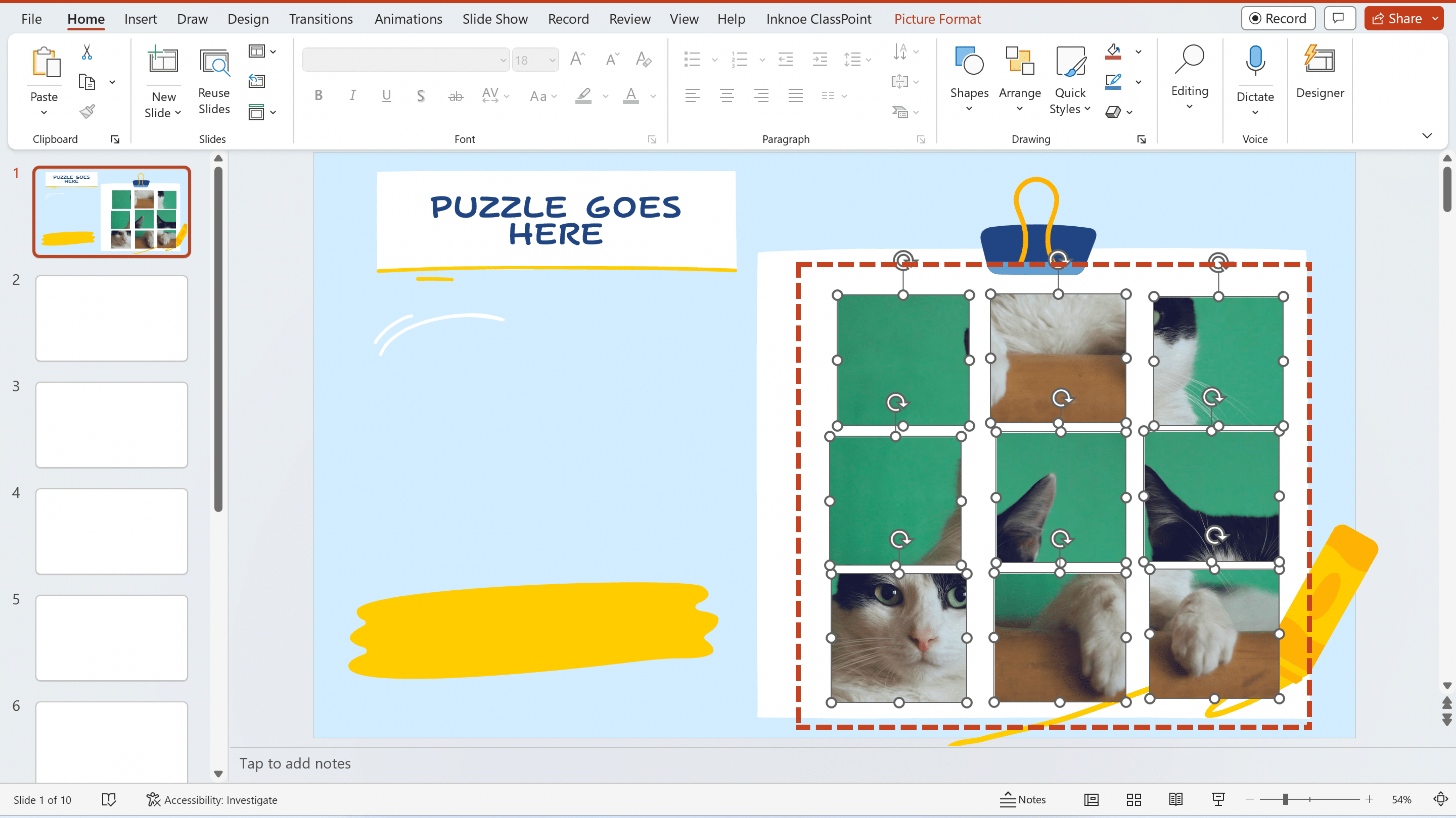 Modèle de puzzle PowerPoint interactif gratuit et tutoriel en 5