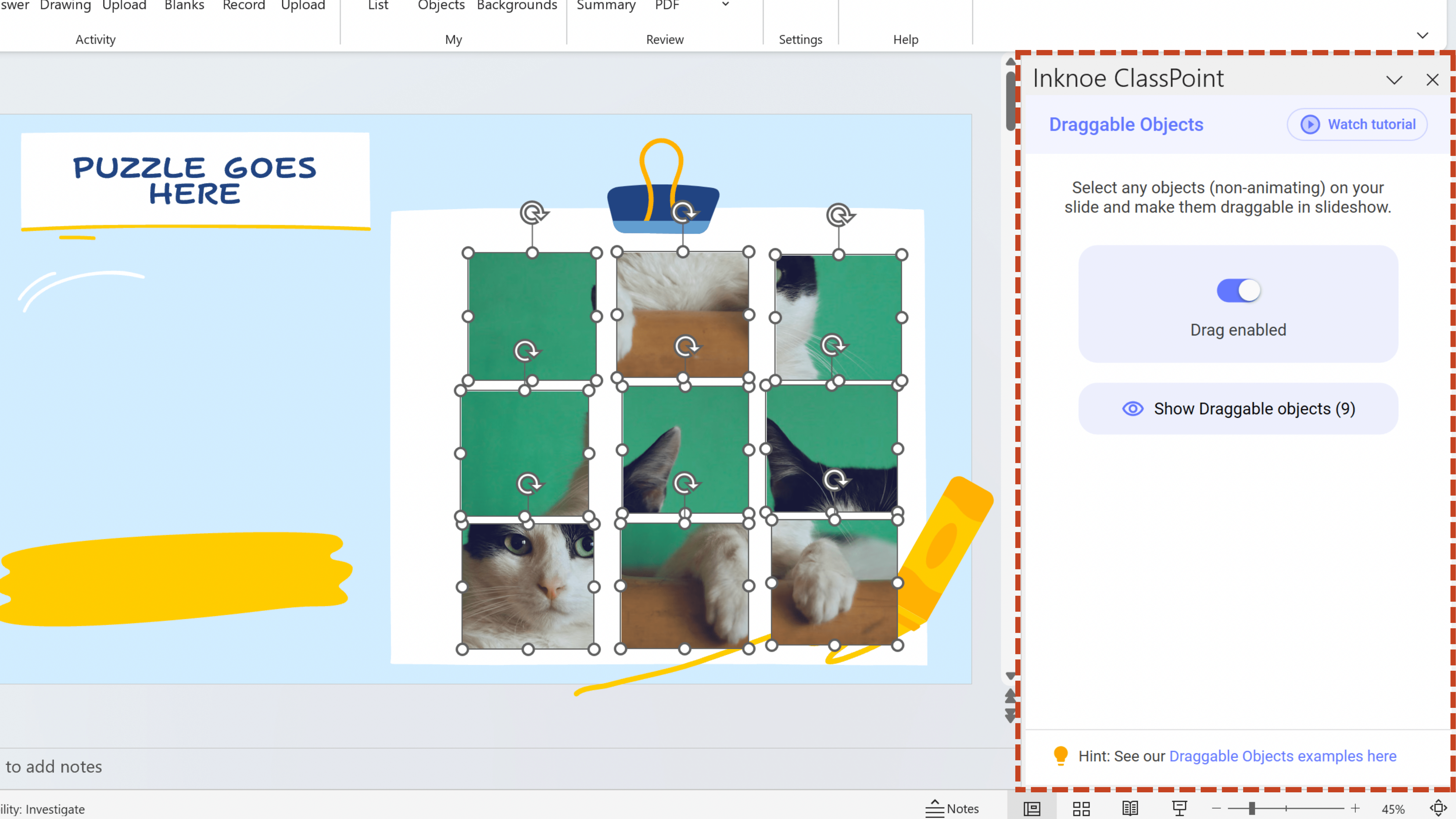 Modèle de puzzle PowerPoint interactif étape 4