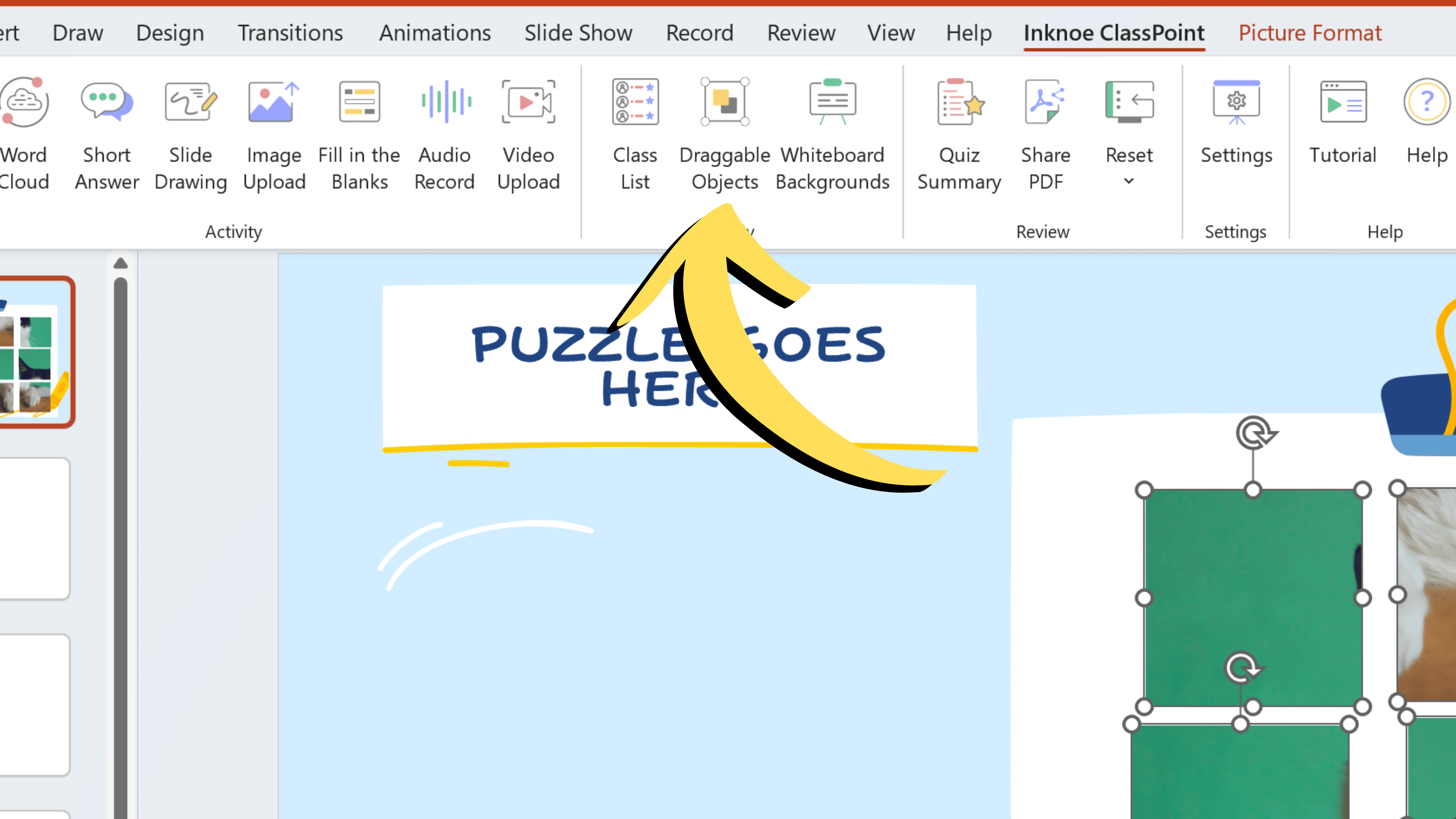 Modèle de puzzle PowerPoint interactif étape 3