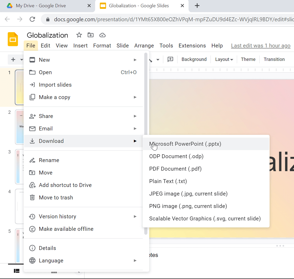 convert google slides to powerpoint file