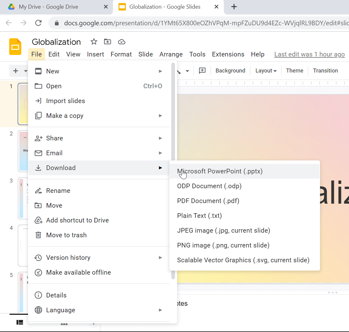 convertir google slides en fichier powerpoint