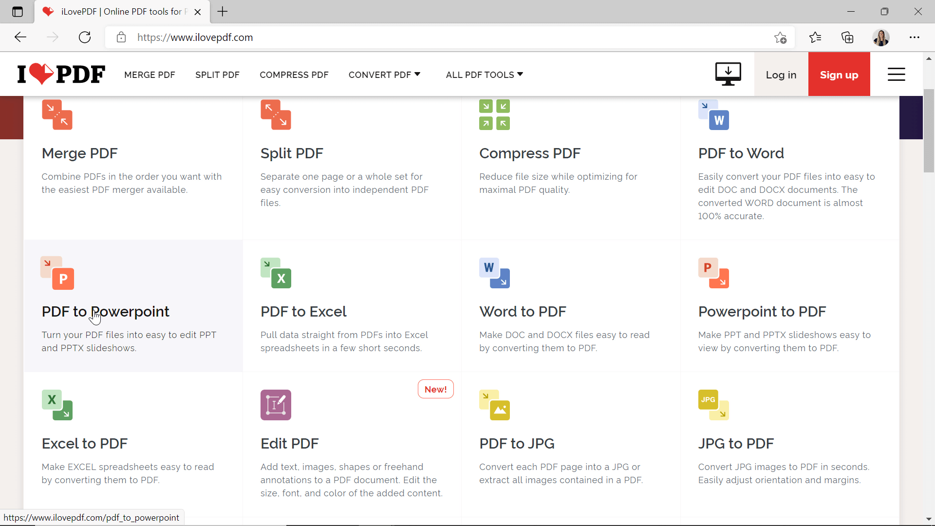 Tukar mana-mana PDF menjadi persembahan Powerpoint interaktif dengan ilovepdf