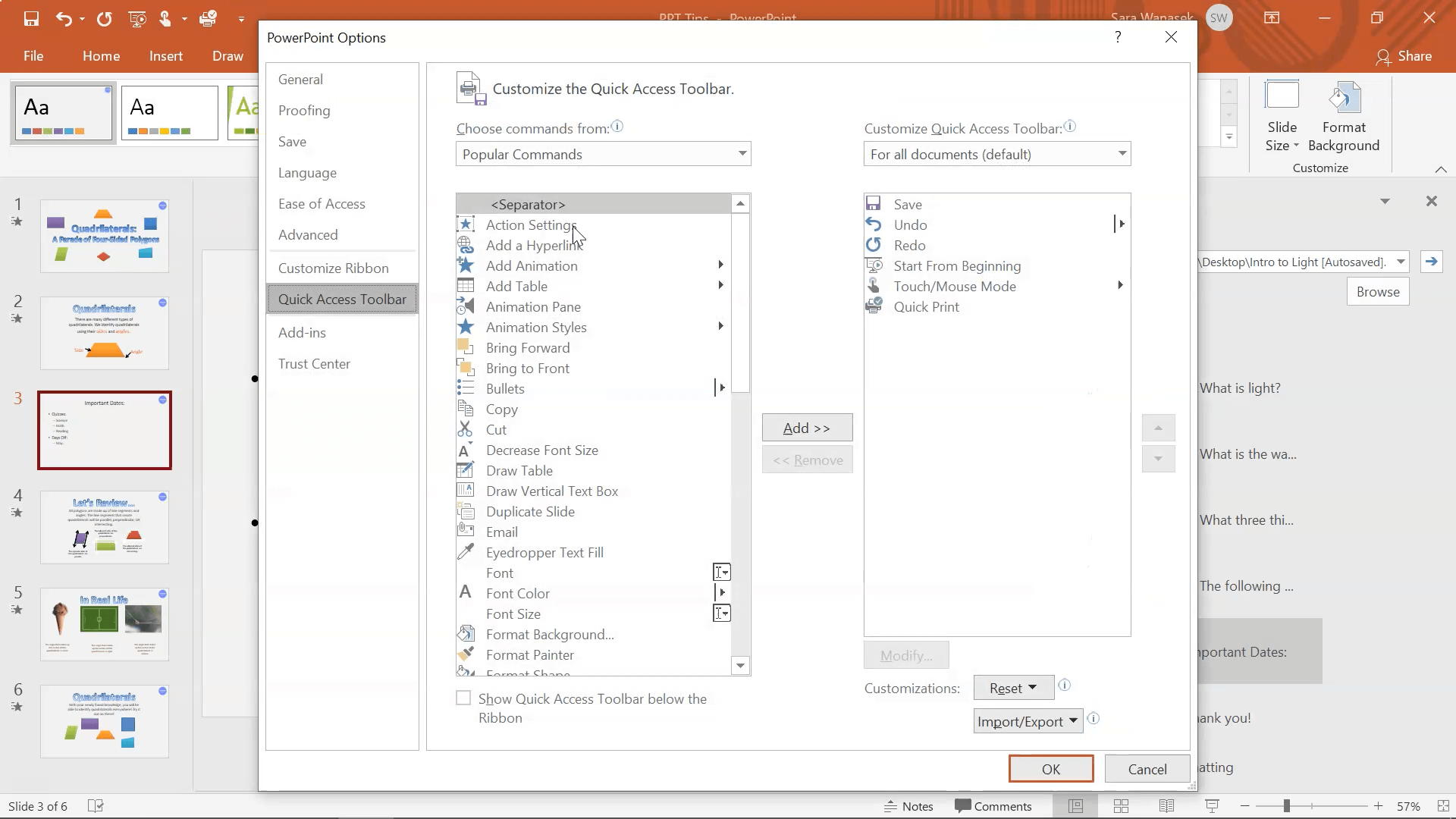 Productivité dans PowerPoint Astuce 1 0- Barre d'outils d'accès rapide