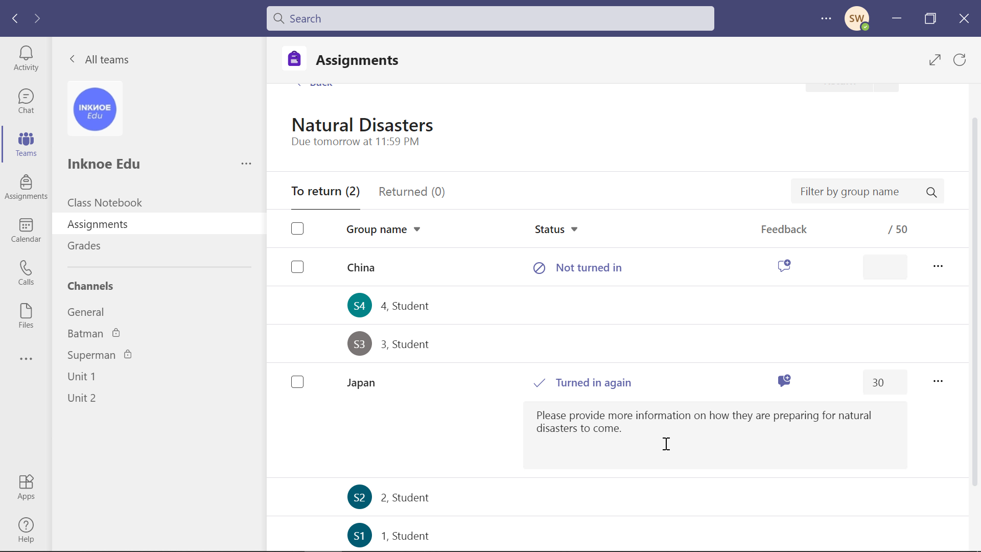 teachers can view when a students' assignment was turn in again