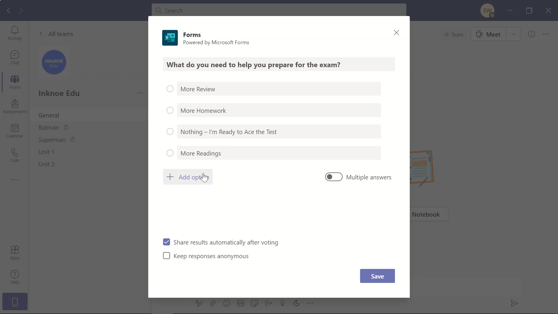 create your poll in microsoft teams using microsoft forms