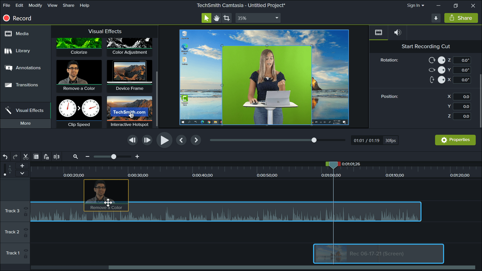 Mover vários clipes de uma só vez, Camtasia