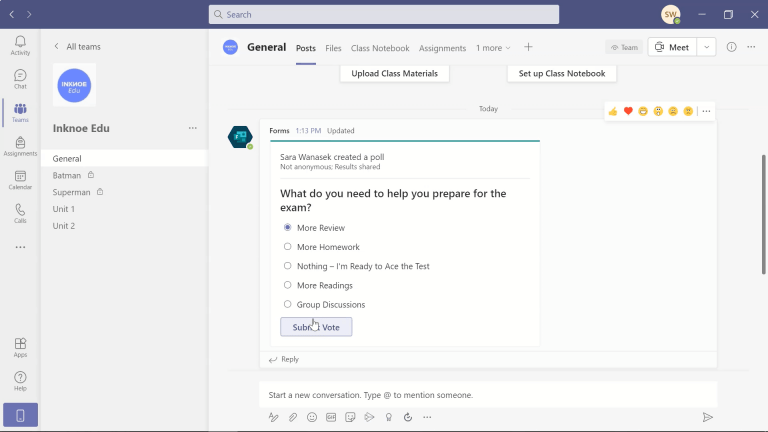 how to add a poll to microsoft teams