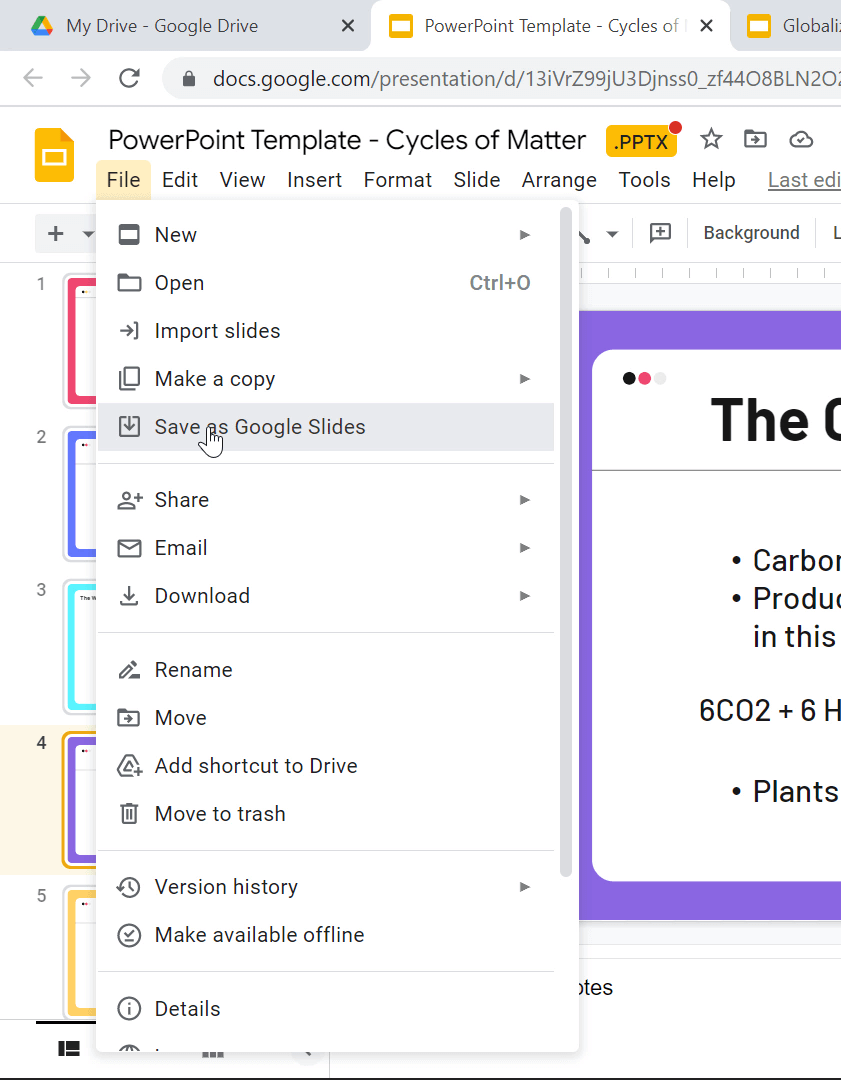 Google SlidesとしてPowerPointを保存する