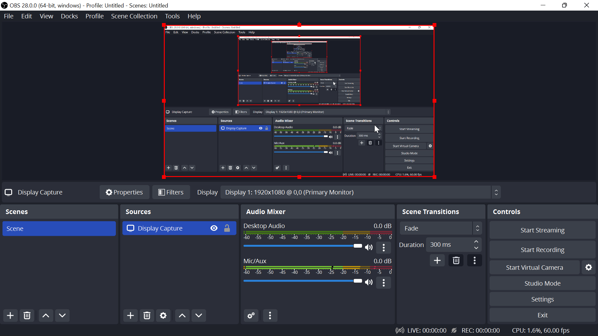 画面録画が置かれたときのOBS