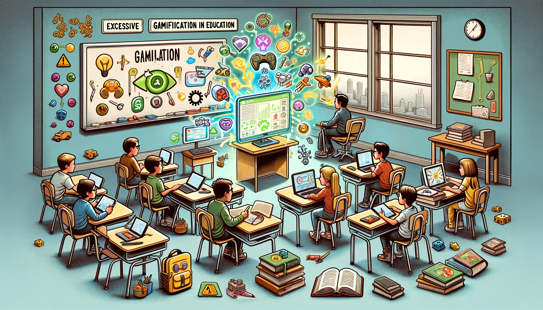 Overly gamified classroom distracting students from learning material.