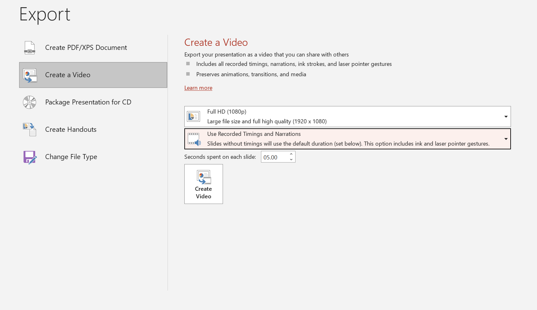 Share and export recording from PowerPoint
