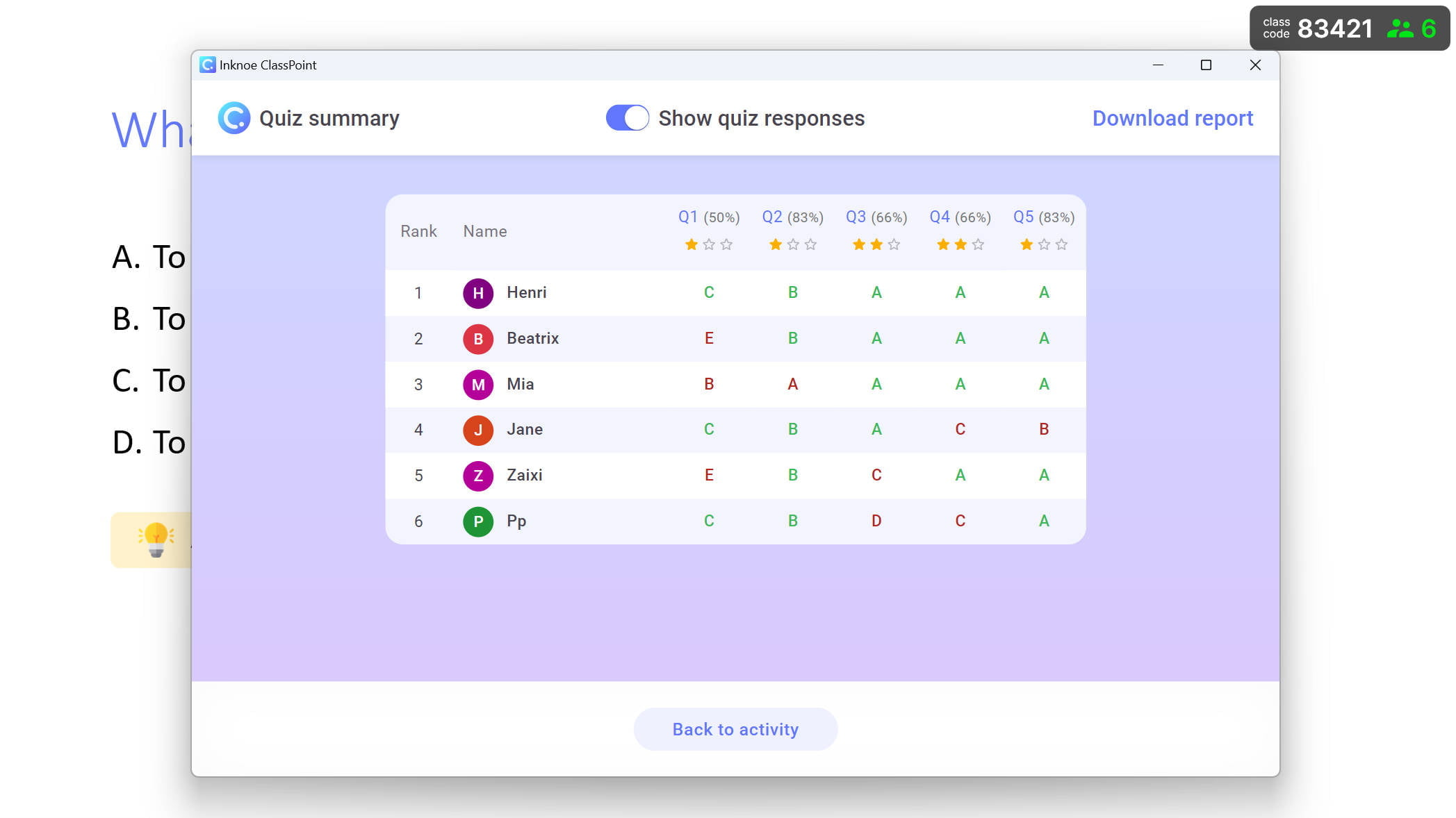 PV lesson quiz responses screenshot