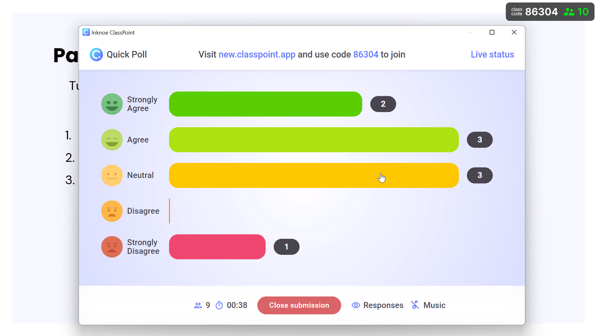 Polling and surveys using ClassPoint quick poll