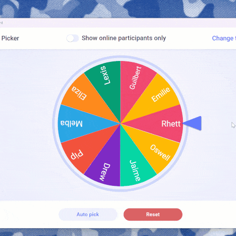 Random Name Picker spinning wheel in PowerPoint