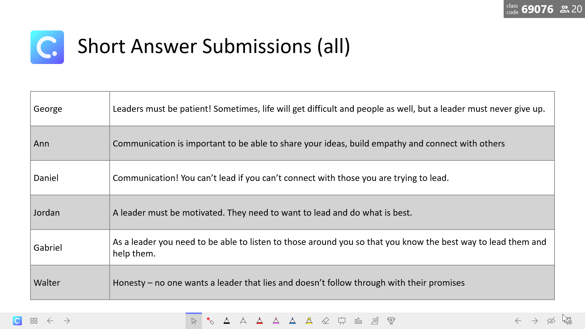 question and answer slide