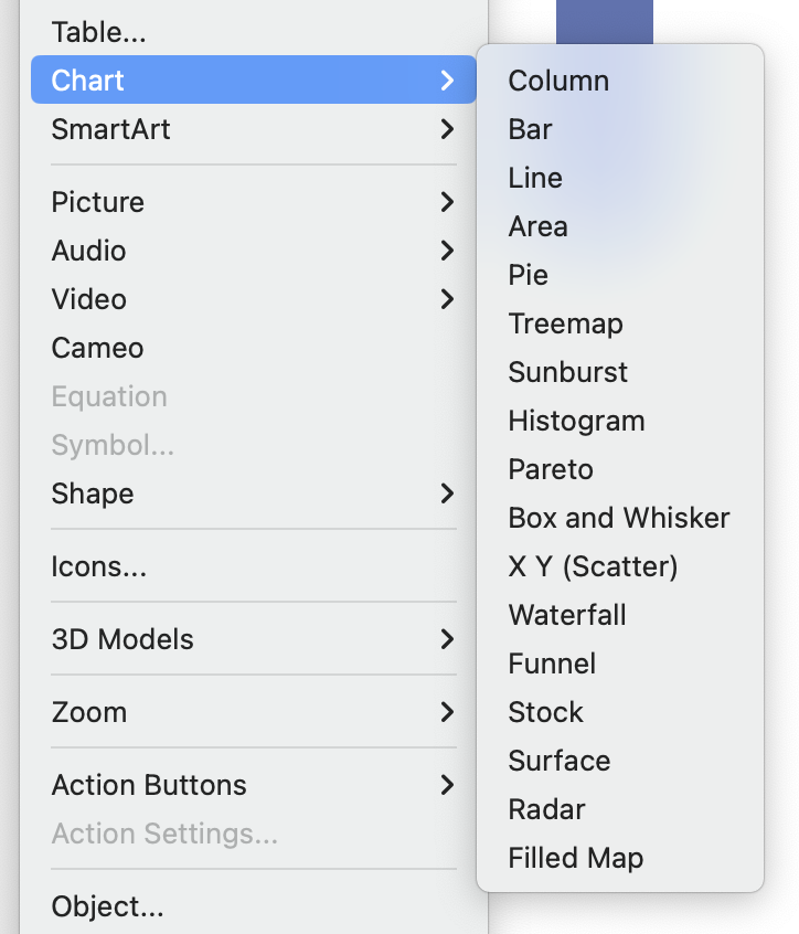 PowerPoint charts options