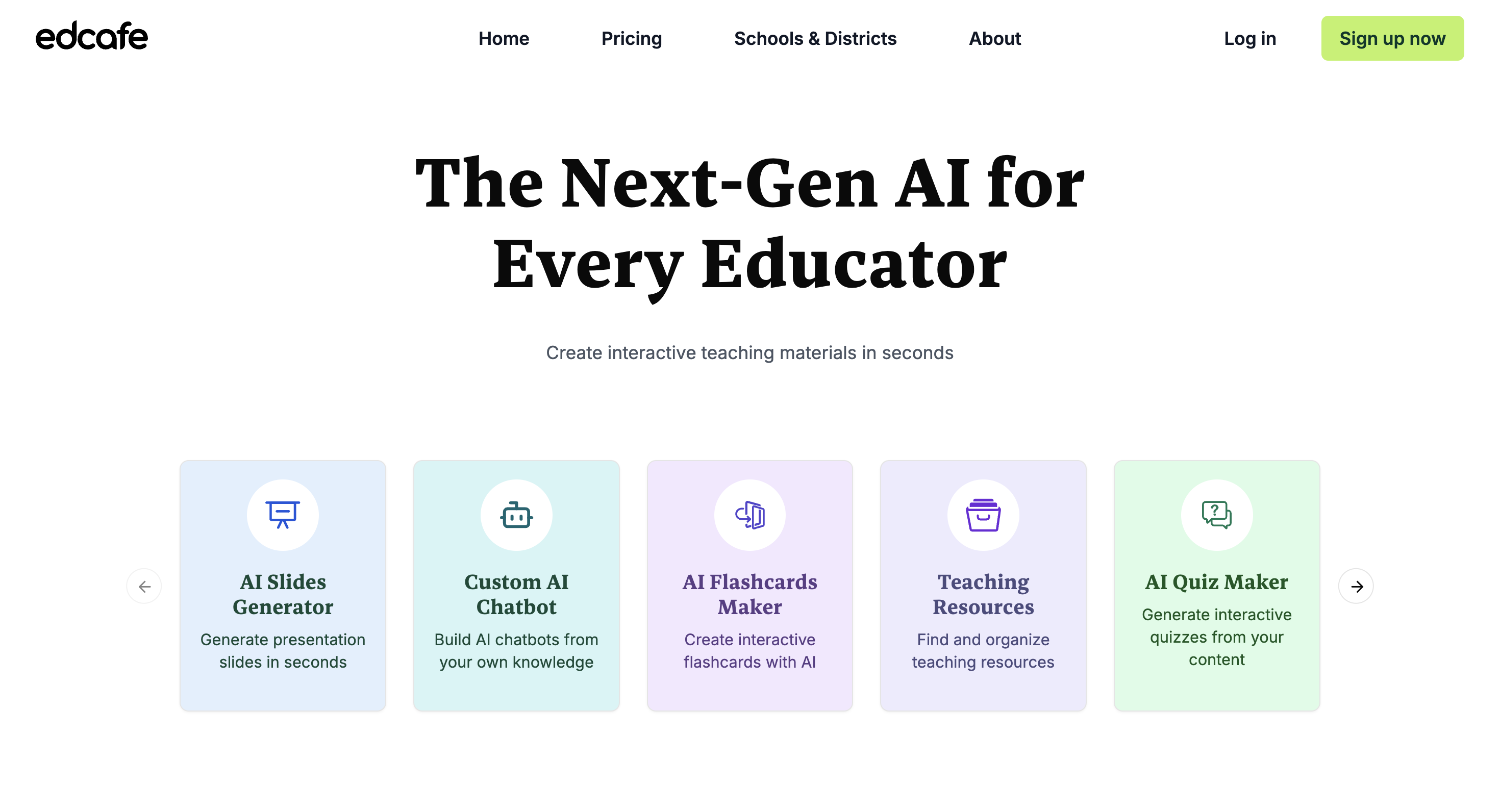 1/8 Collaboration Tools List: Edcafe AI Website Screenshot
