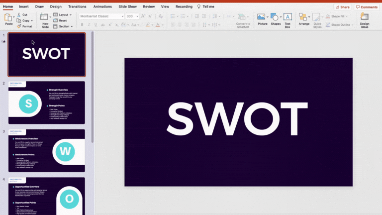 SWOT Analysis PowerPoint Template Step 6 - Make the reveal slide