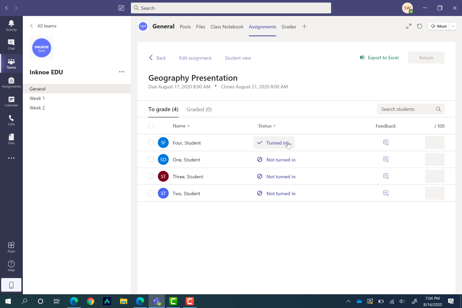 how to view old assignments on microsoft teams