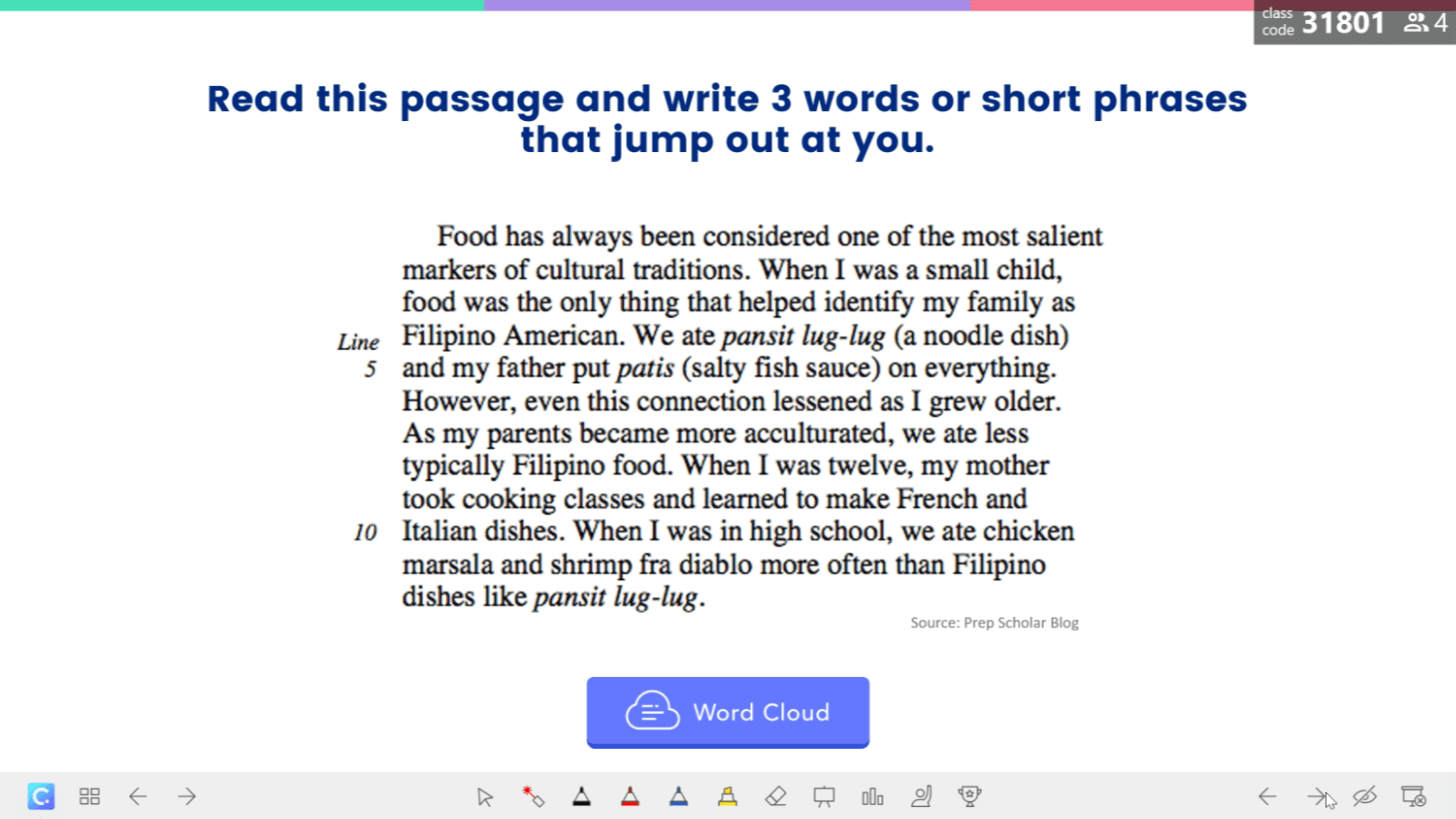 Activités de nuage de mots pour préparer une discussion en classe