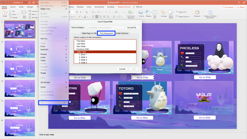 Hyperlink PowerPoint untuk menu navigasi