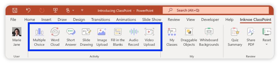 แถบเครื่องมือ ClassPoint  