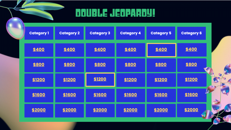 Jeu interactif Jeopardy PowerPoint