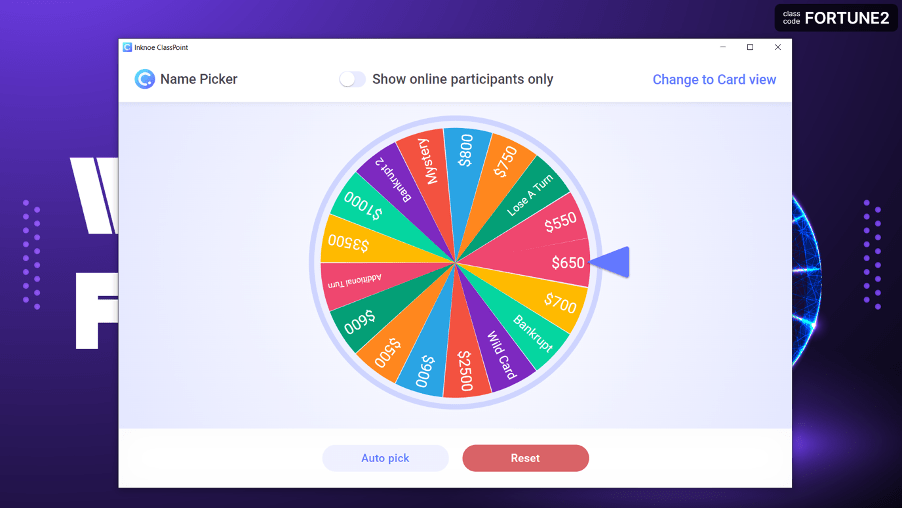 Trò chơi tương tác Wheel of Fortune PowerPoint