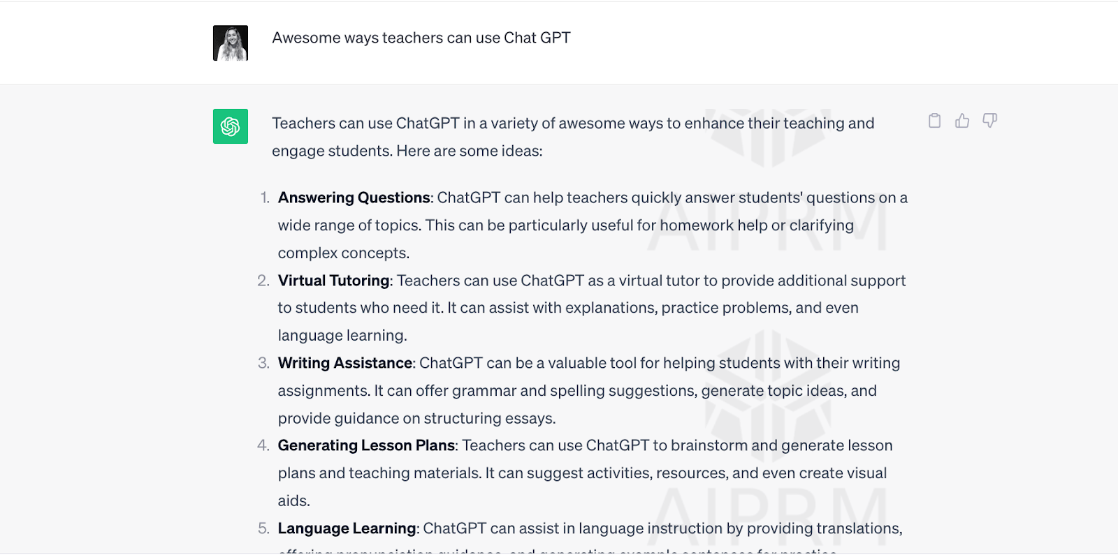 ChatGPT - 教師最好的課堂應用程式之一