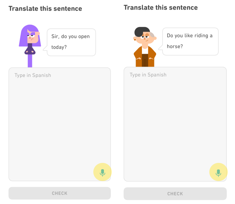 Speech recognition on Duolingo