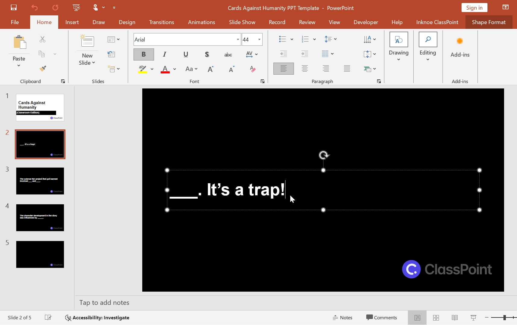 Cards Against Humanity in PowerPoint