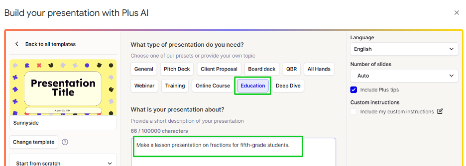 AI lesson planning - Plus AI