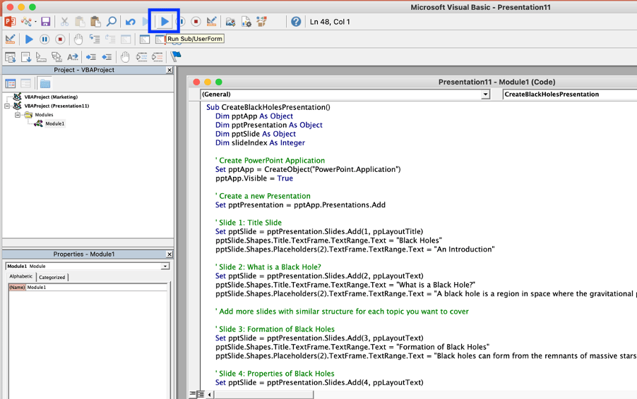 PowerPointでVBAコードを実行する